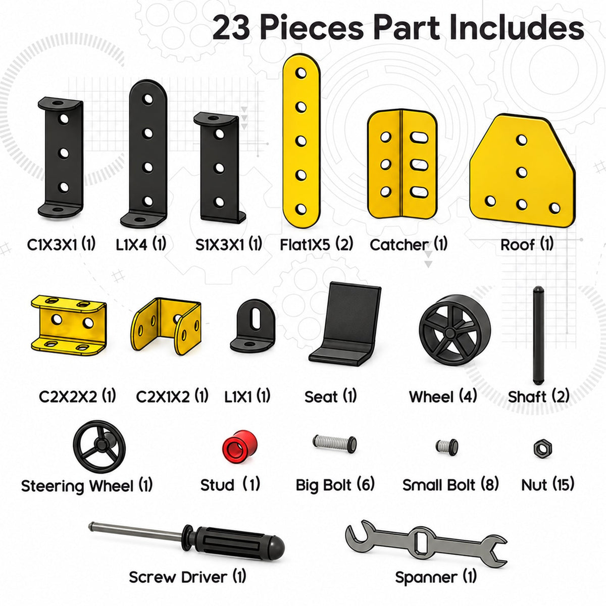 Diy Vehicle Construction Kit With Nuts Bolts And Tools For Kids (1 Set)