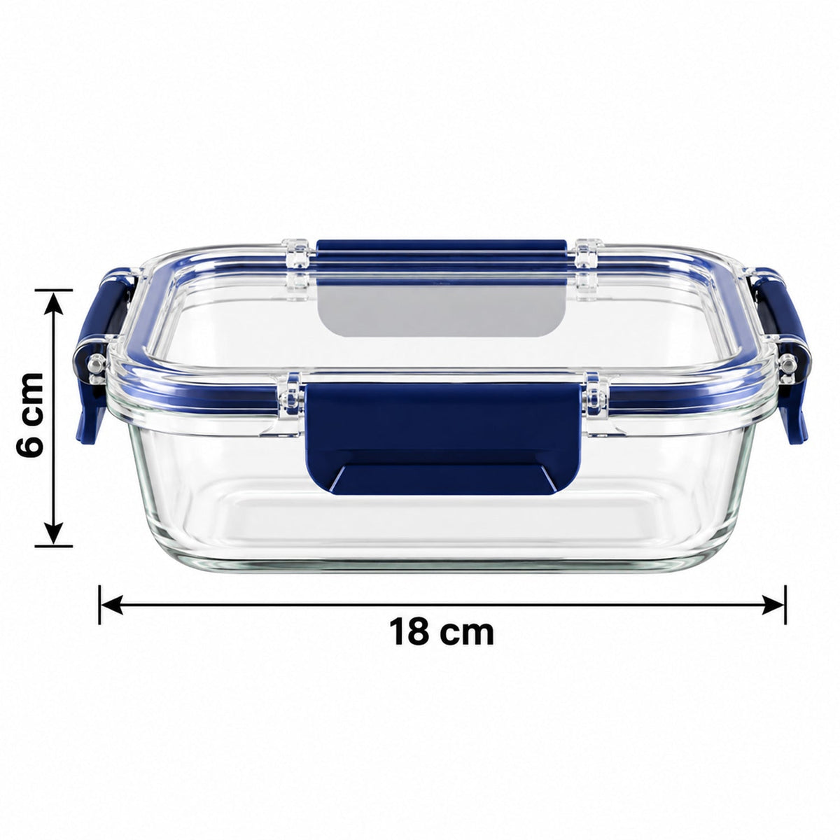 Cello 640ml Rectangular Glass Food Storage Container with Smart Lock Lid (1 Pc)