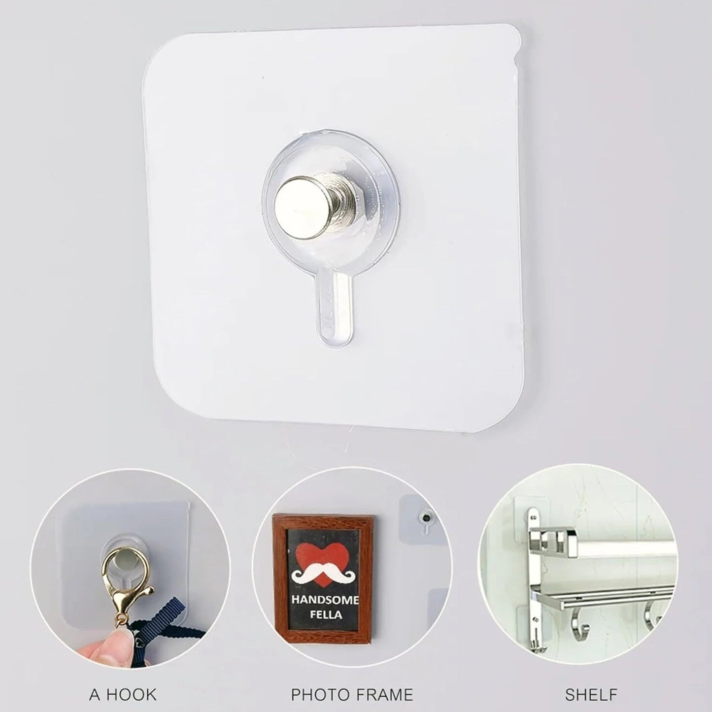 Transparent Self Adhesive Wall Hook Set (12 Pc)