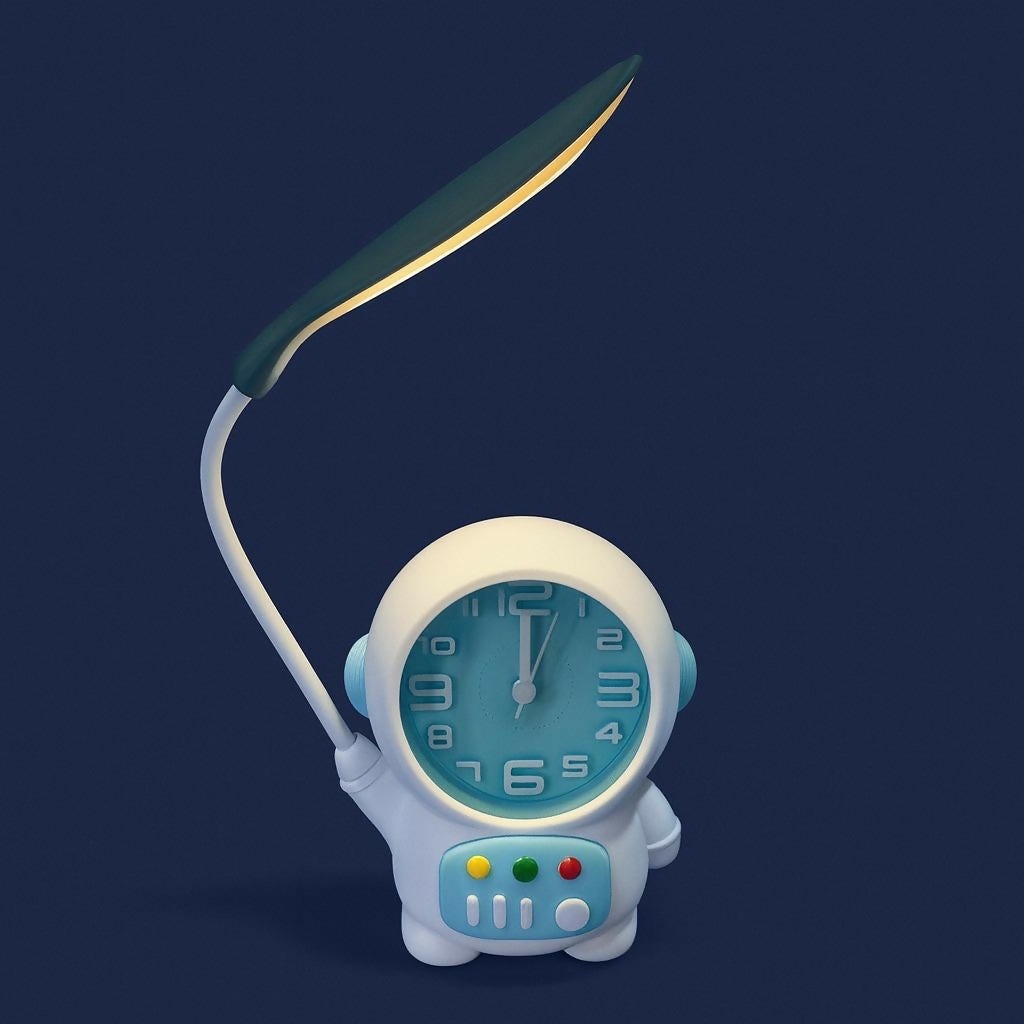 Astronaut Desk Lamp with Alarm Clock for Kids Room, Study Table & Gifting