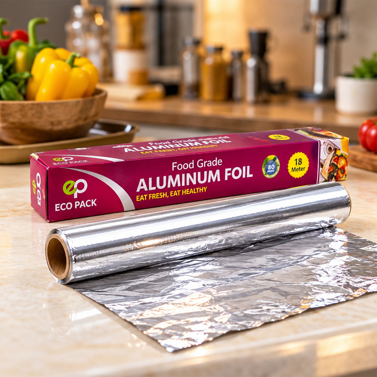 Aluminium Foil Paper Roll for Food Wrapping, Baking & Kitchen Use (18 Mtr)