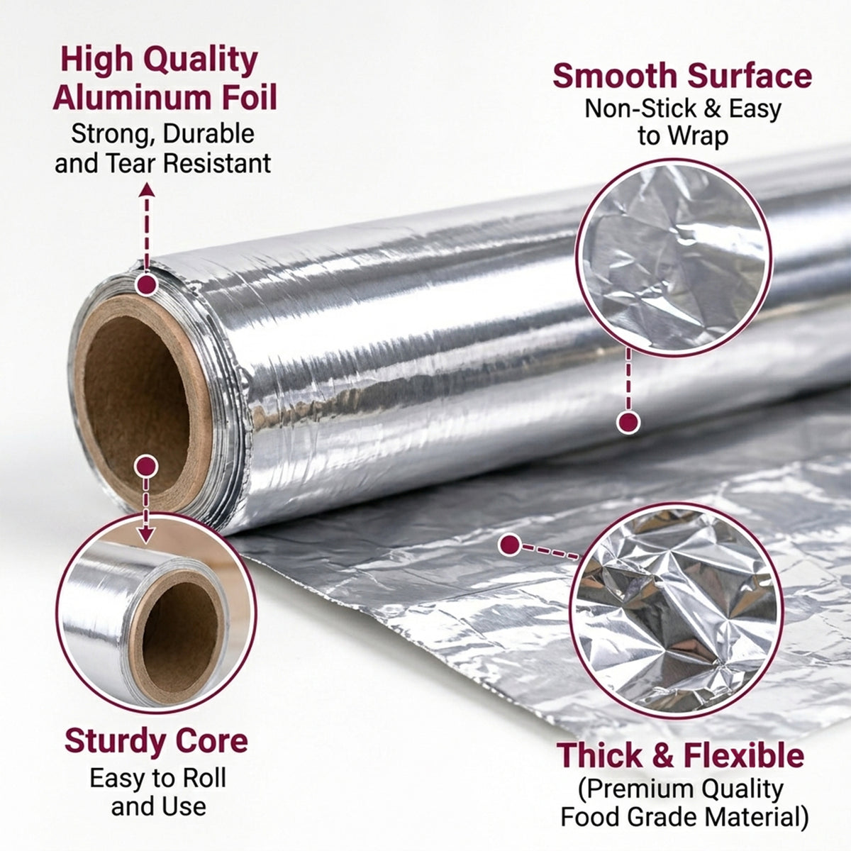 Aluminium Foil Paper Roll for Food Wrapping, Baking & Kitchen Use (18 Mtr)