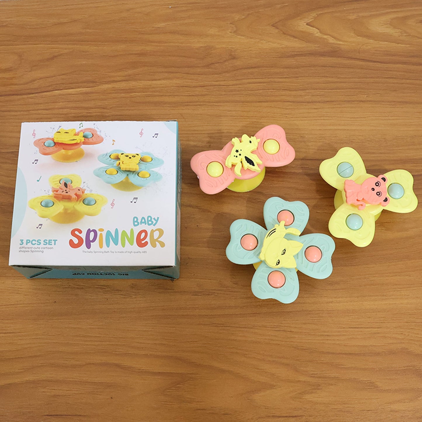 Buzzy Baby Spinner Toy Set â€“ Suction Cup Spinning Toys (3 Pc Set)