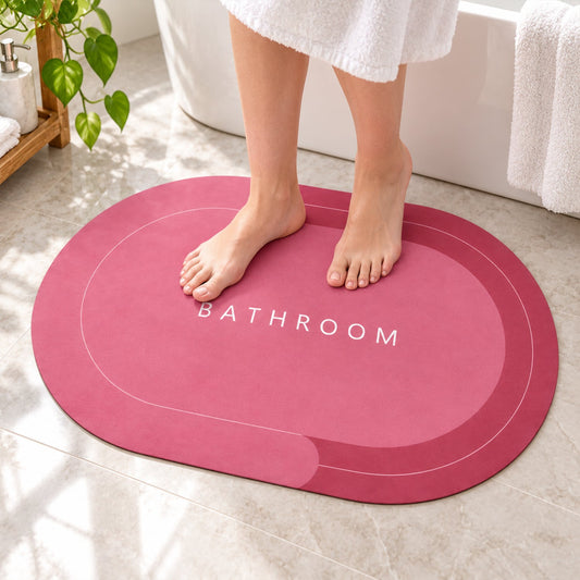 Two tone oval bathroom rug anti skid