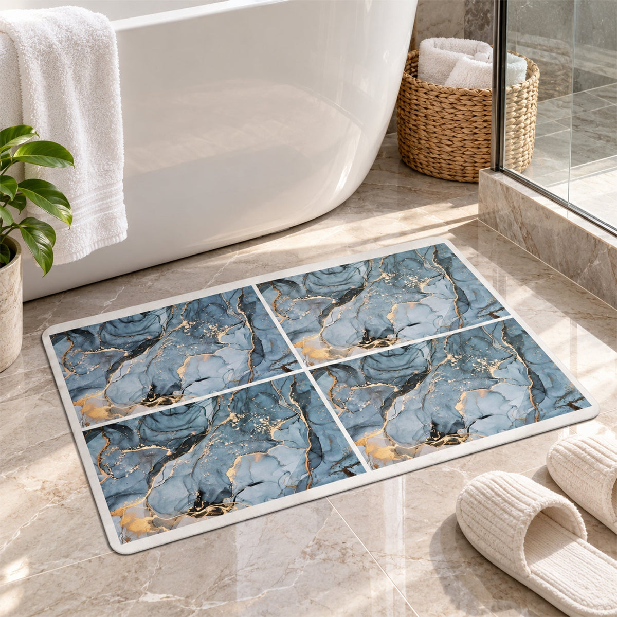 Marble bathroom mat white bg