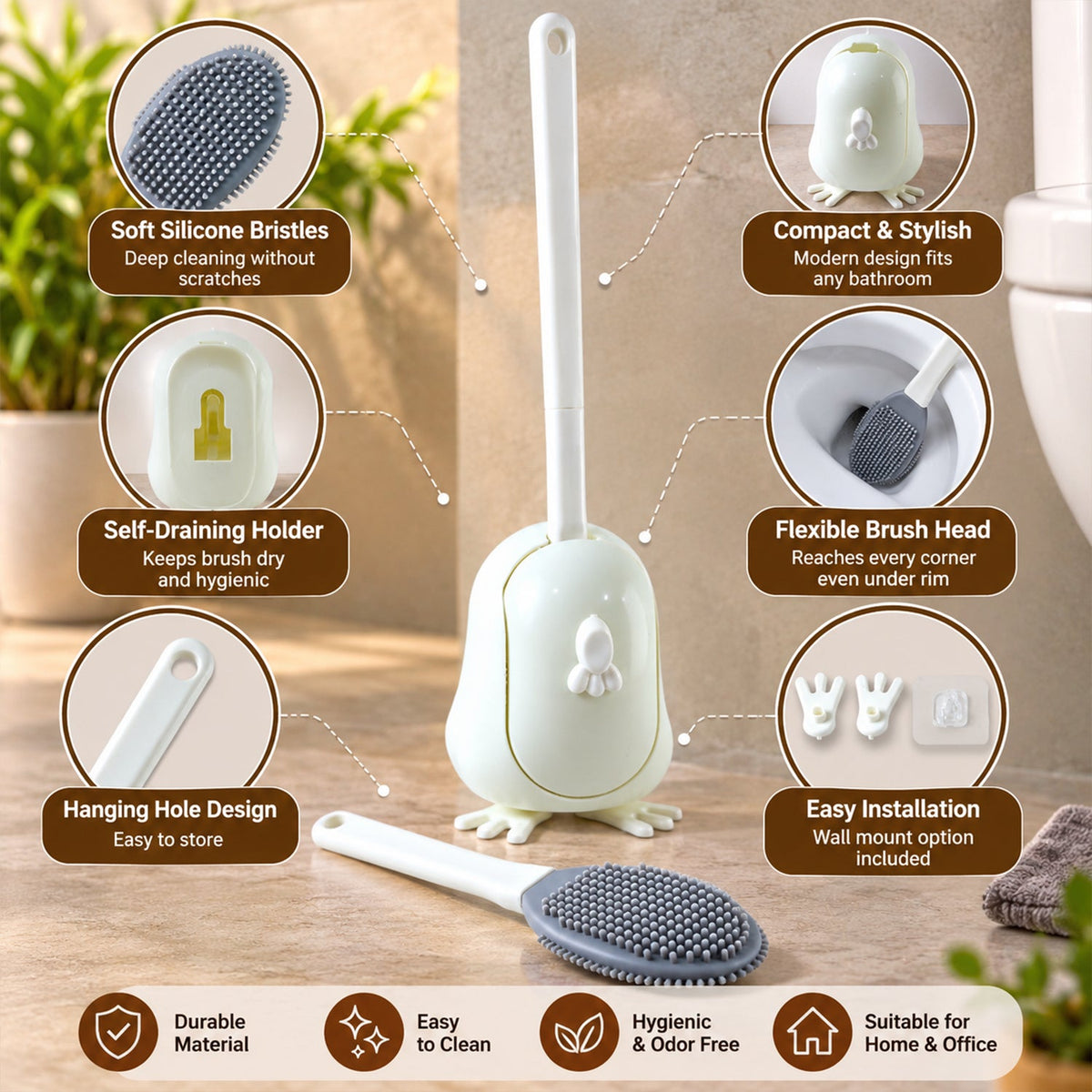 Toilet brush bristles detail