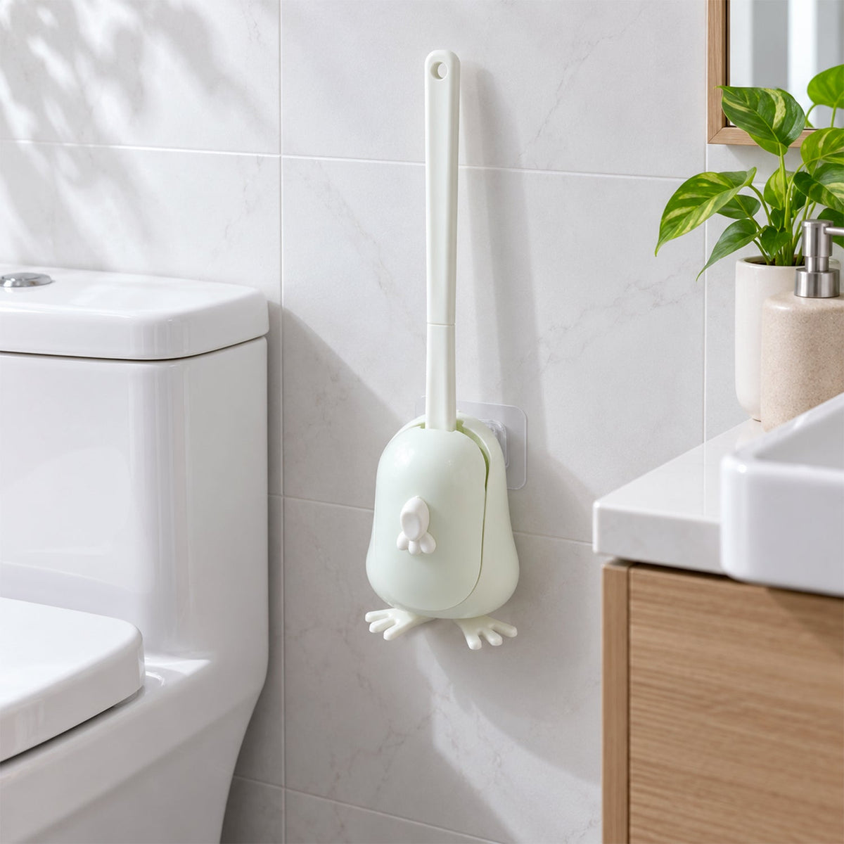 Toilet brush storage view