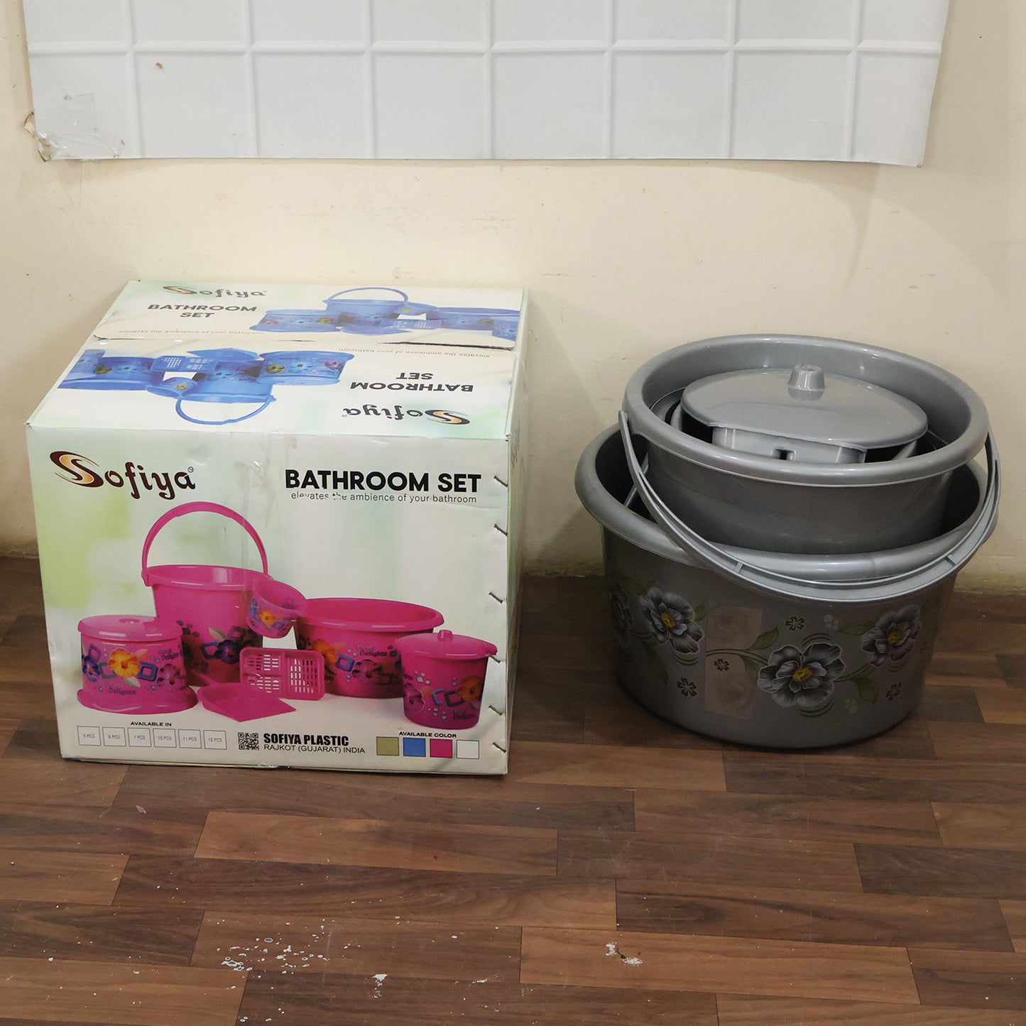 Large Capacity Plastic Bathroom Set of 7Pieces (1pc Big Tub, 1pc bucket,1pc , 1pc Mug, 1pc Soap Case, 1pc , 1pc Stool)