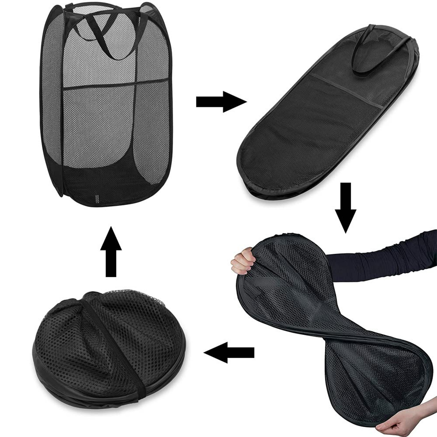 Large Foldable Mesh Laundry Basket Durable Clothes Hamper (1 Pc, 36x36x60cm)
