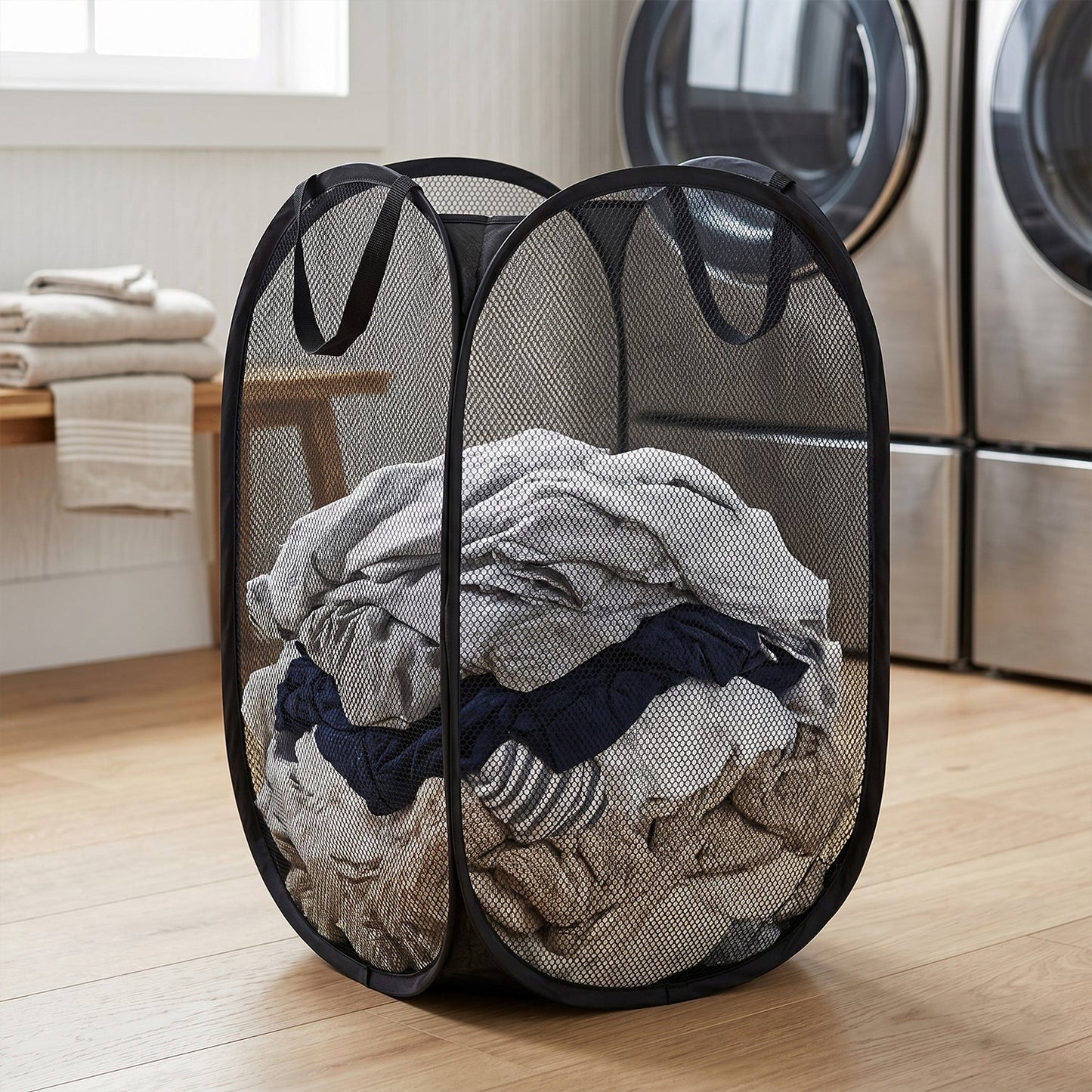 portable mesh laundry basket organizer