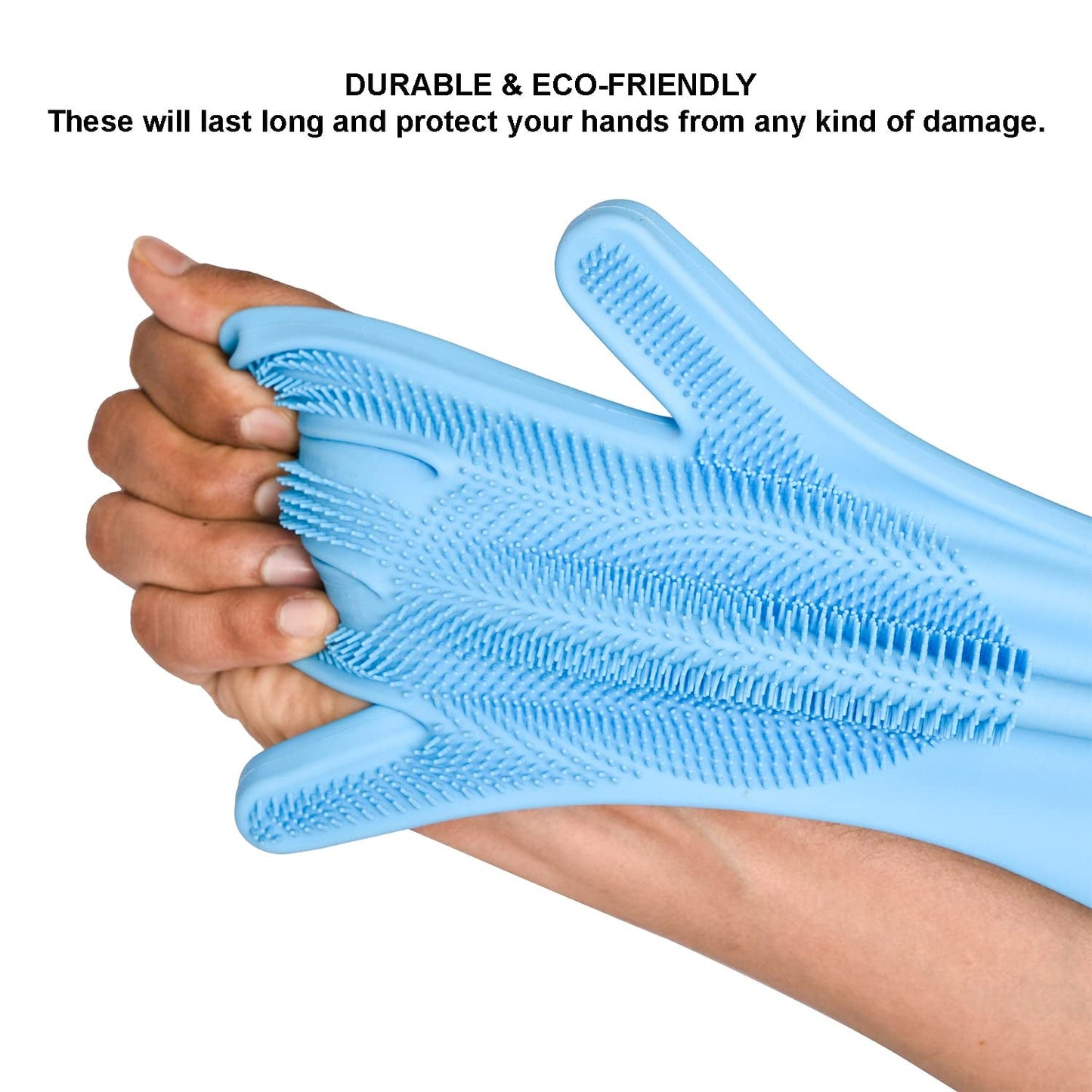 Reusable Silicone Cleaning Gloves with Scrubber Bristles for Kitchen (1 Pair)