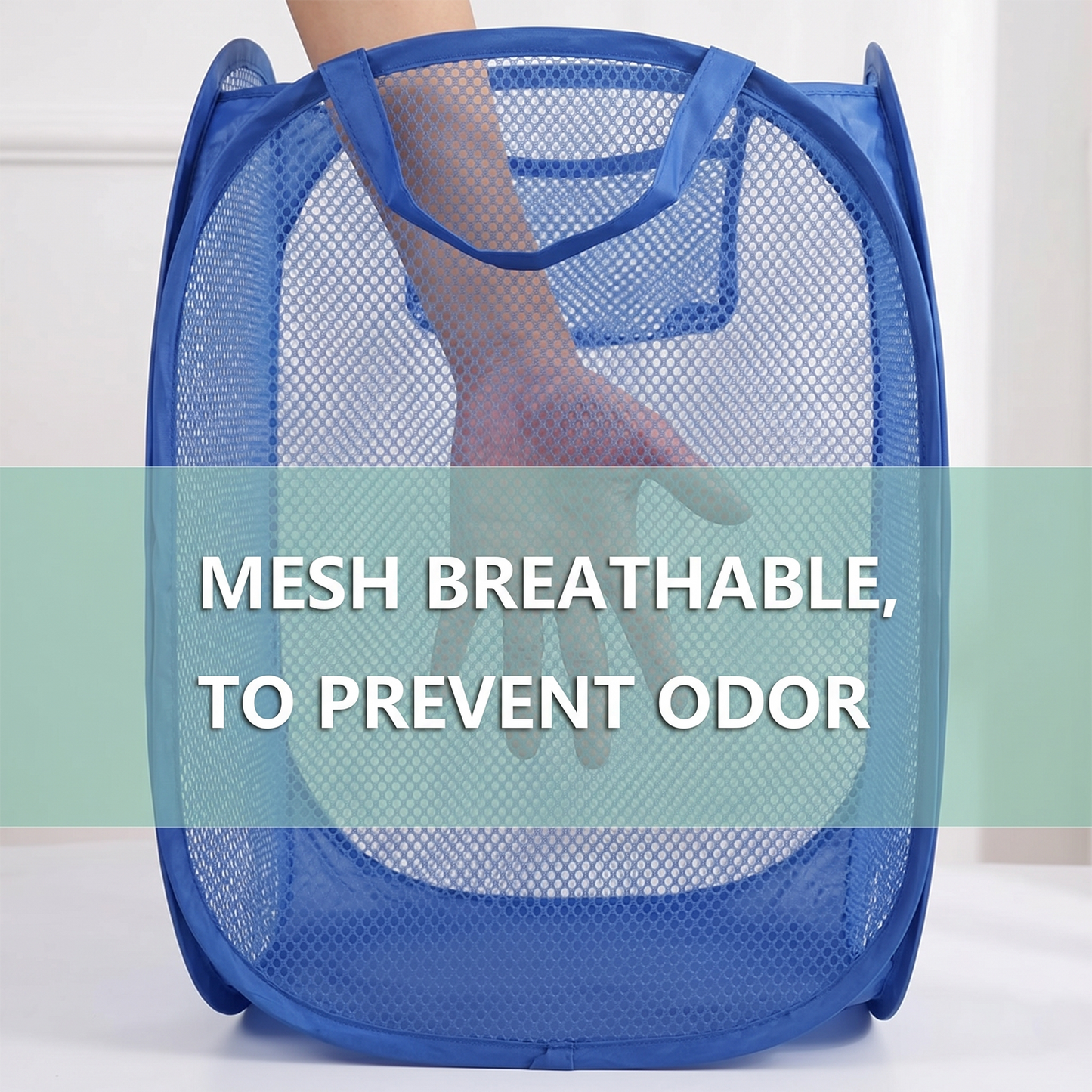 Pop Up Mesh Laundry Basket Lightweight Clothes Hamper (1 Pc,34x34x58cm)