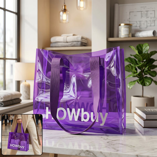 Stylish Transparent Carry Bag with Handle Strap (30x27 Cm)