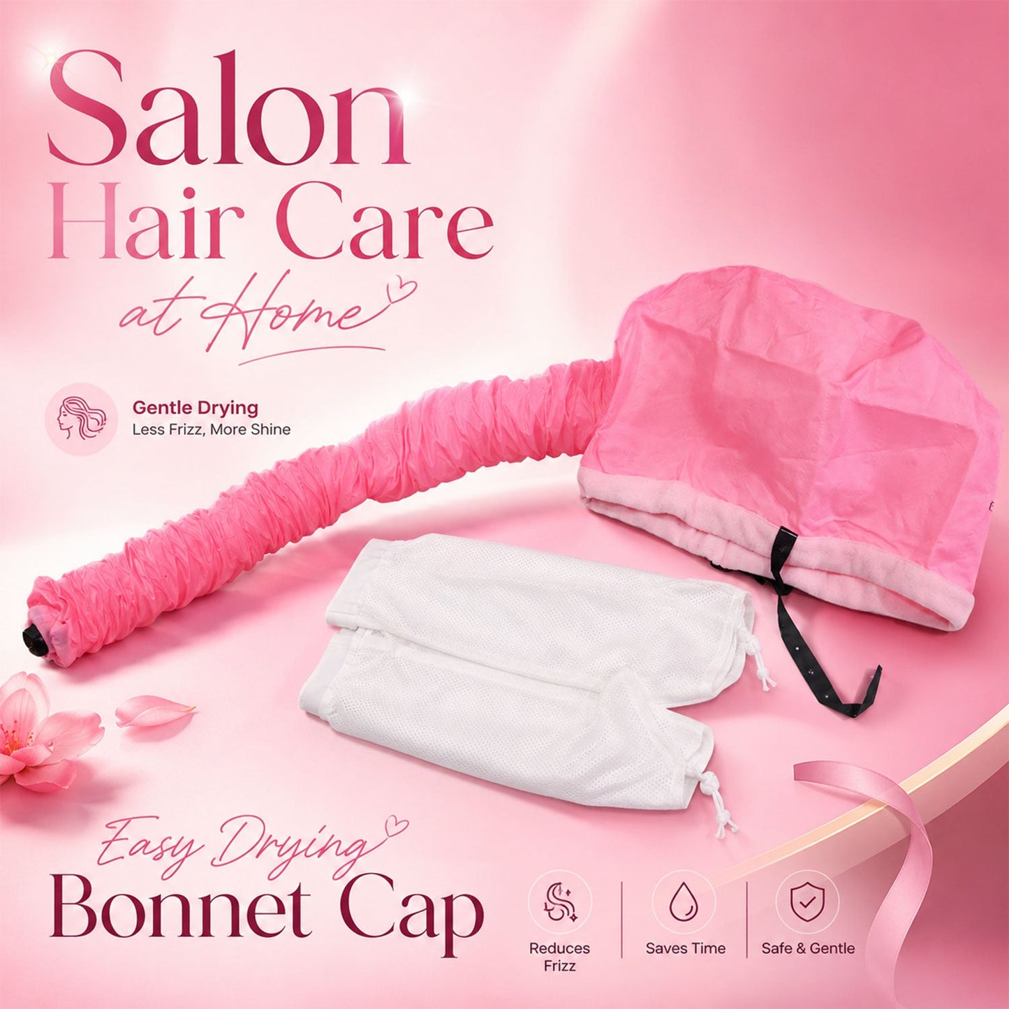 White hooded bonnet dryer attachment on background