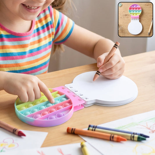Mini pop it diary fidget notebook for kids with rainbow silicone bubbles (1 pc)