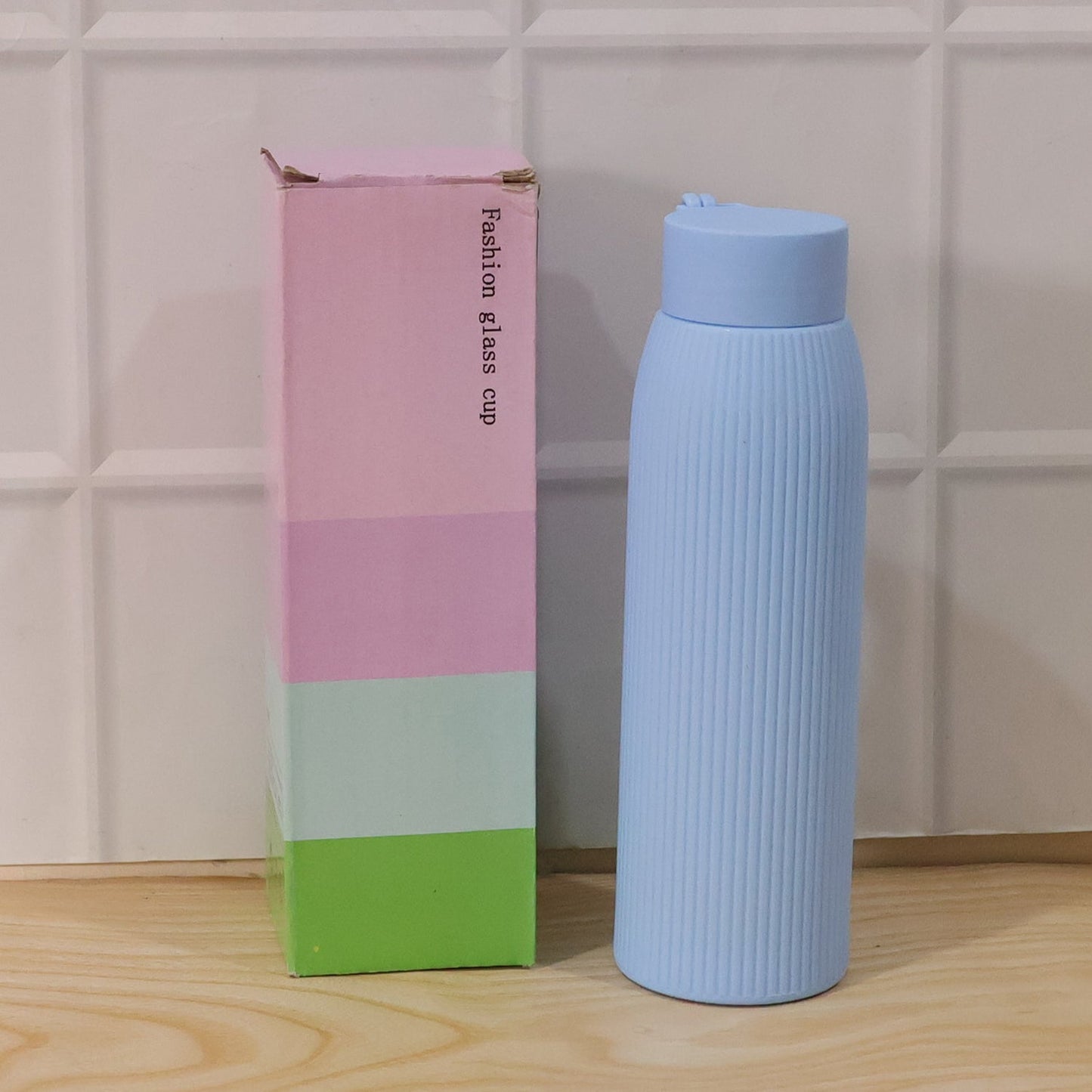 Premium Textured Glass Water Bottle (300 ML Approx)