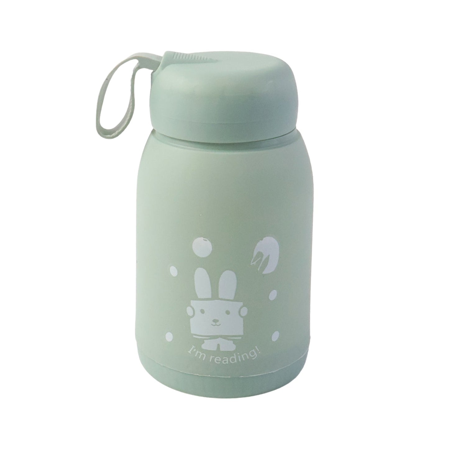 Lightweight 330ml rabbit printed glass water bottle for outdoor use