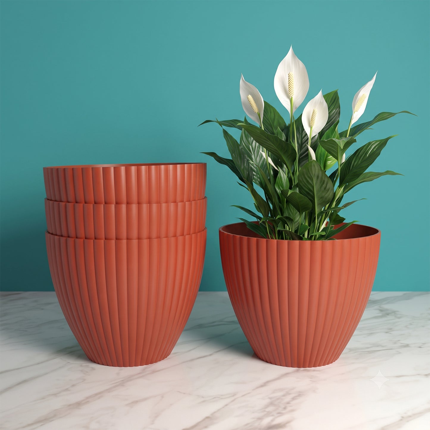 Flower Pots Round Shape For Indoor / Outdoor Gardening