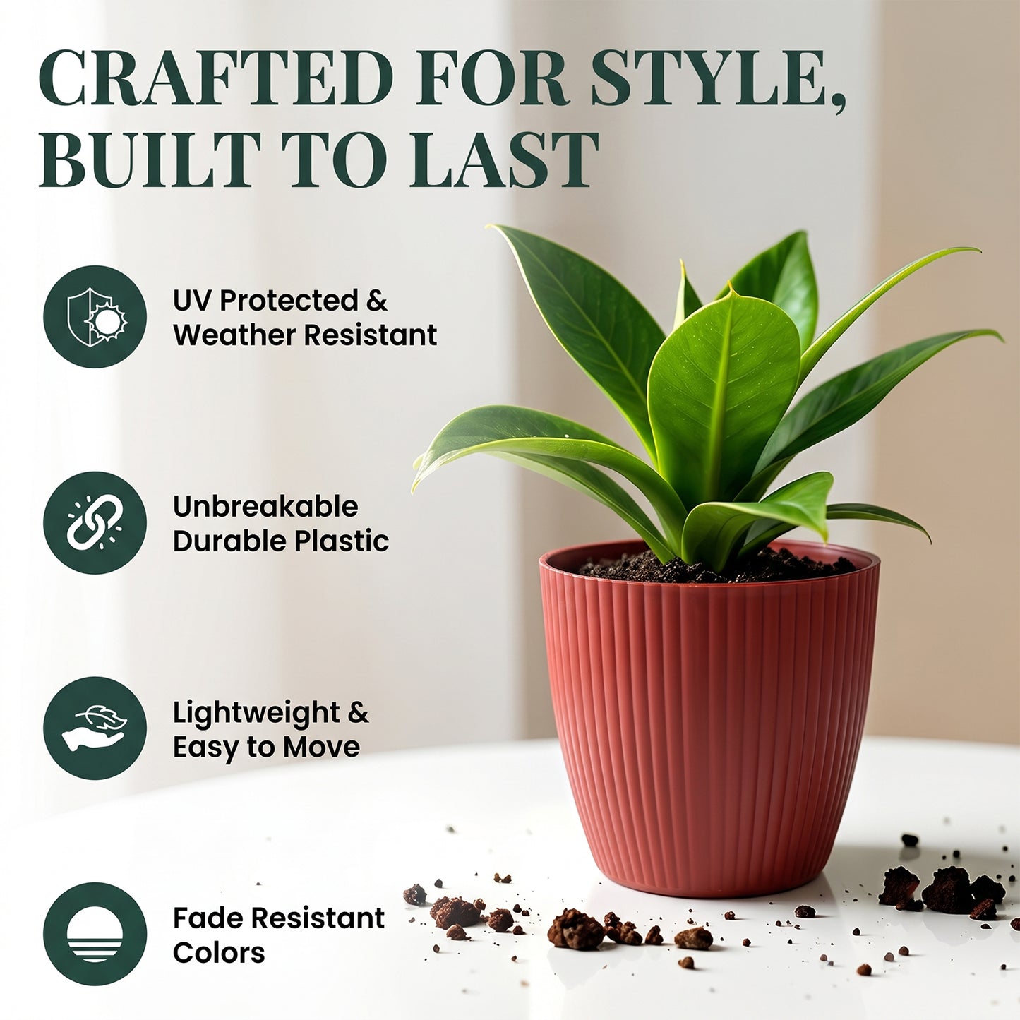 Flower Pots Round Shape For Indoor / Outdoor Gardening
