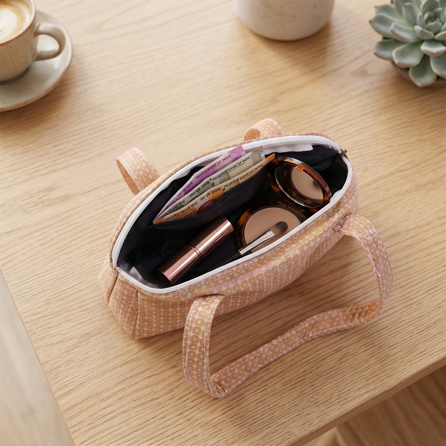 Stylish small handbag with printed faux-leather finish