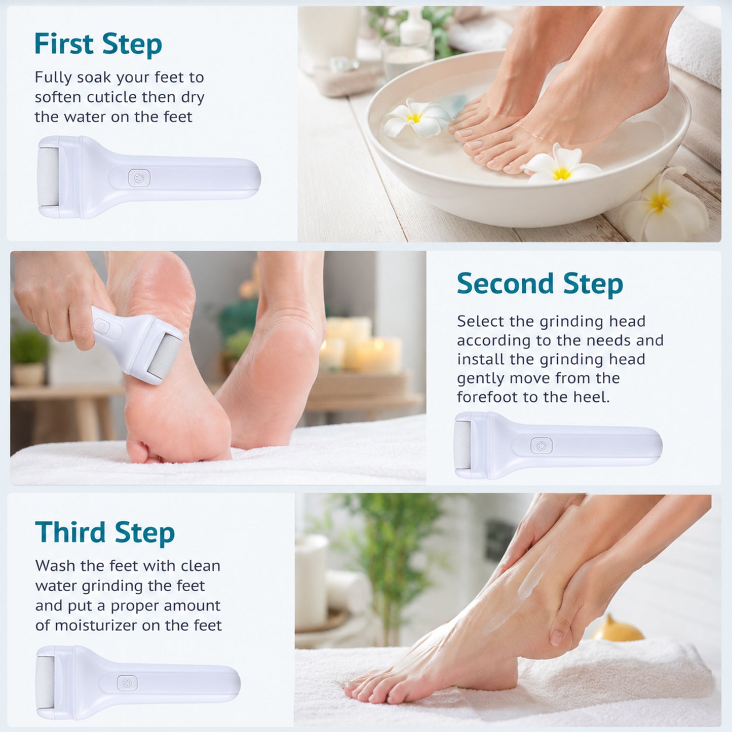 Portable Electric Foot File – Rechargeable Callus Remover & Pedicure Tool for Smooth Feet