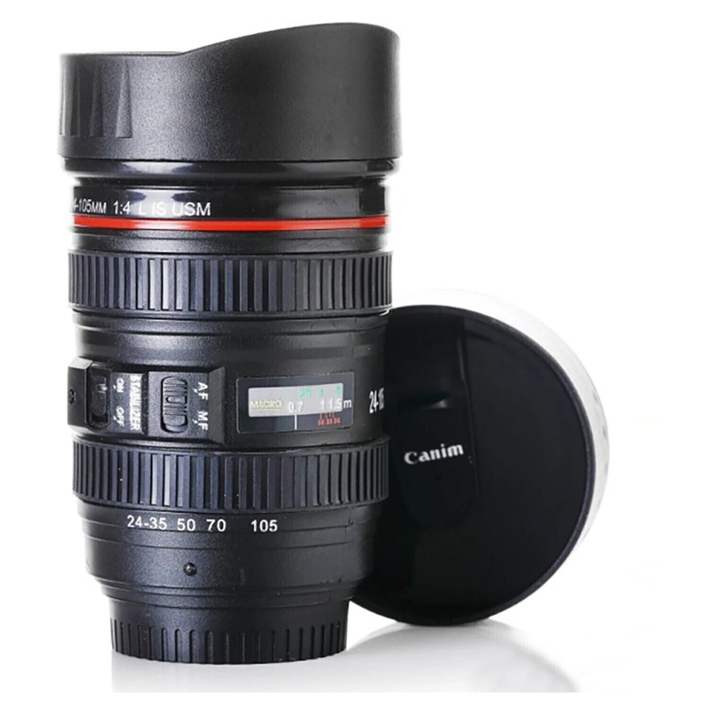 Camera Lens Shaped Coffee Mug Flask With Lid