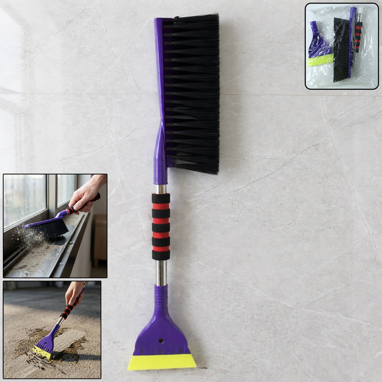 2 In 1 Multipurpose Cleaning Brush with Scraper (1 Pc, 69 Cm Long)