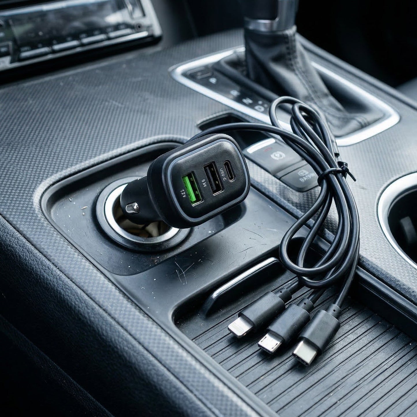 car charger adapter with multiple usb ports and led light
