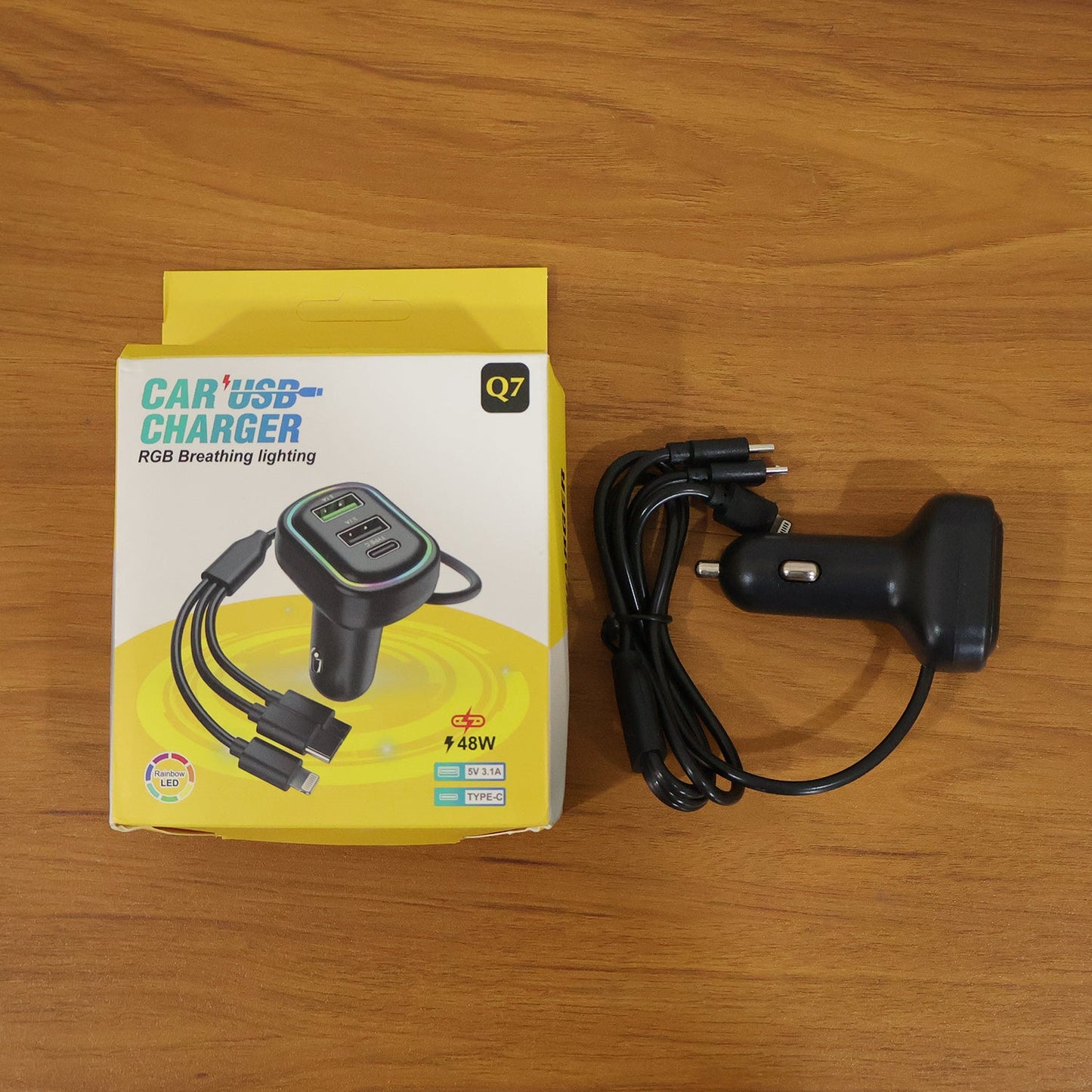 car usb charger extension with led light effect