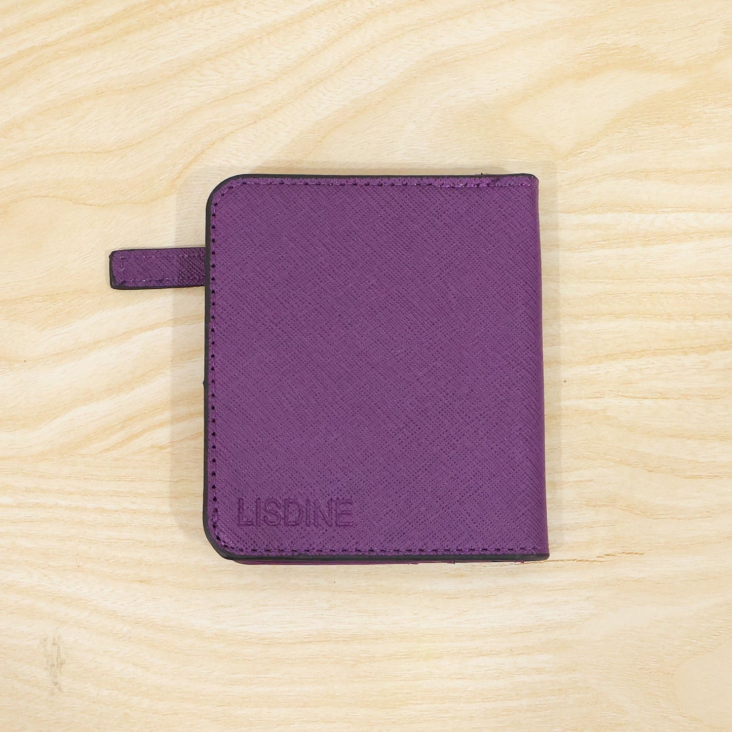 Live photo of compact PU leather bifold coin wallet