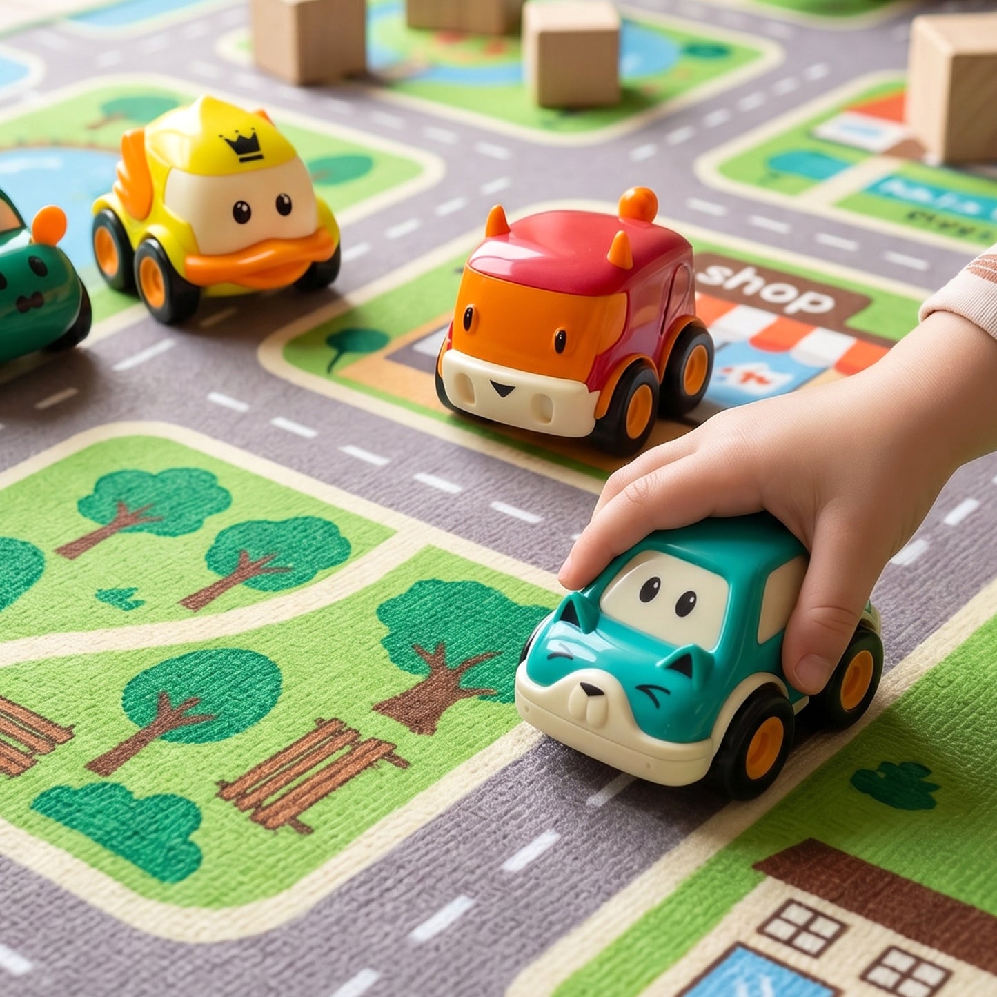 Funwoods Animal Cartoon Pull-Back Toy Car Set Cute Animal Design Friction Pull Back Mini Cars for Kids Playtime Gift Pack 4 Pc