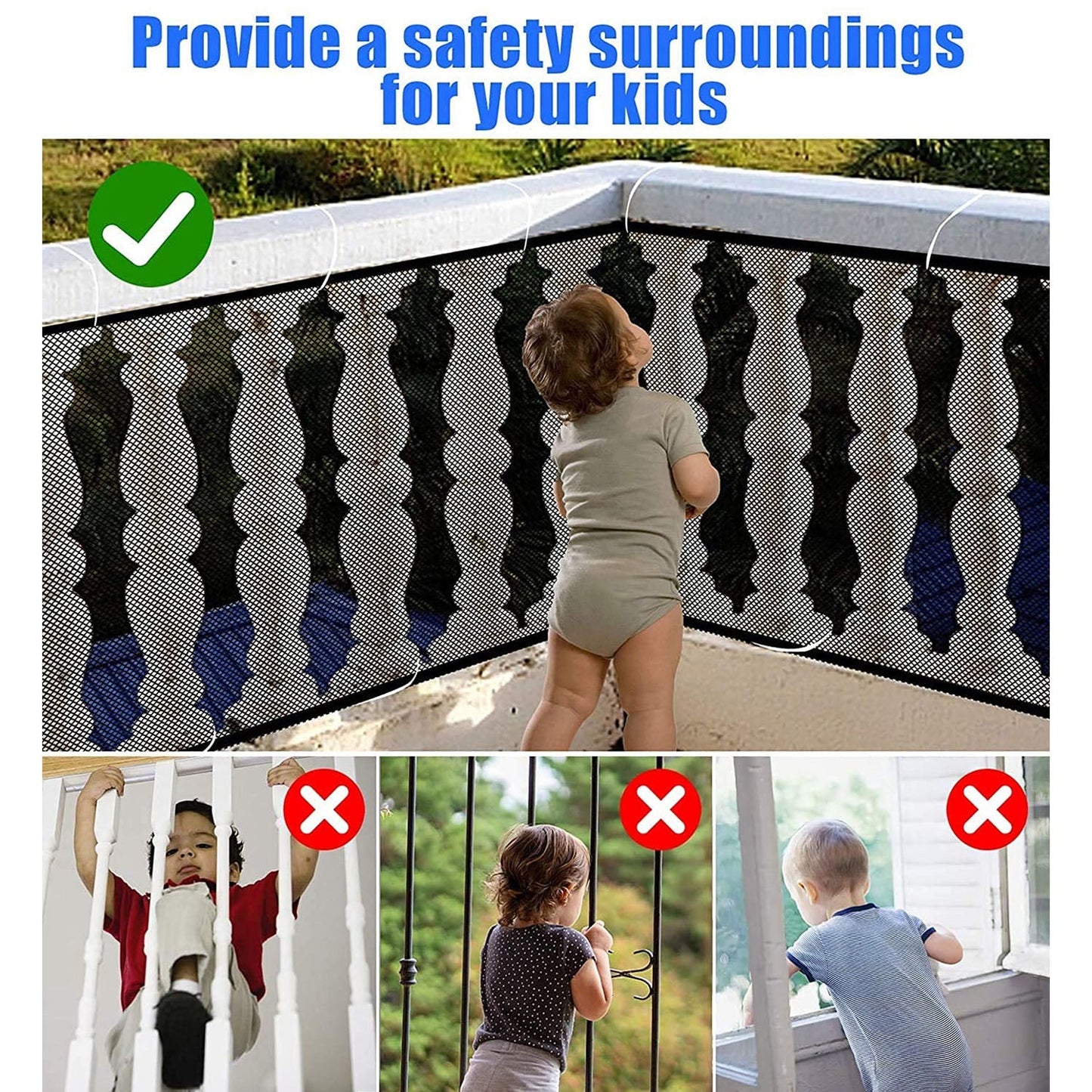 Kids Balcony Safety Net (1 Set,6 Mtr x 90 Cm)