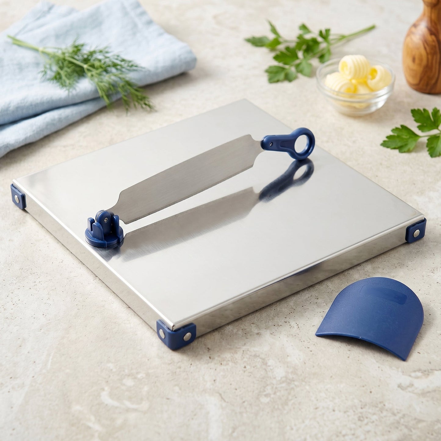 Stainless Steel 2 In 1 Cutting Chopping Board with Knife Finger Guard (1 Set)