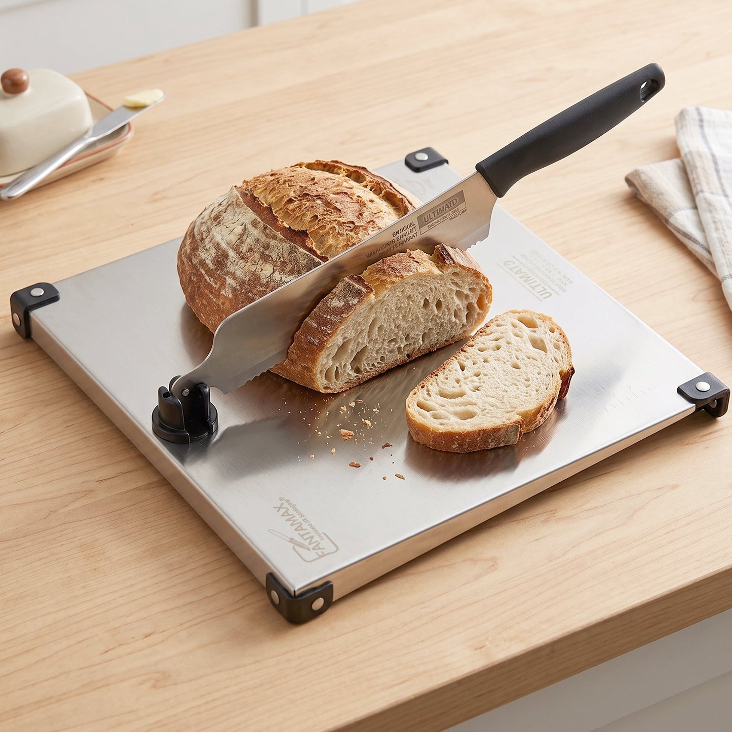 Stainless Steel 2 in 1 Cut and Chop Board with Knife and Sharpener (1 Set)