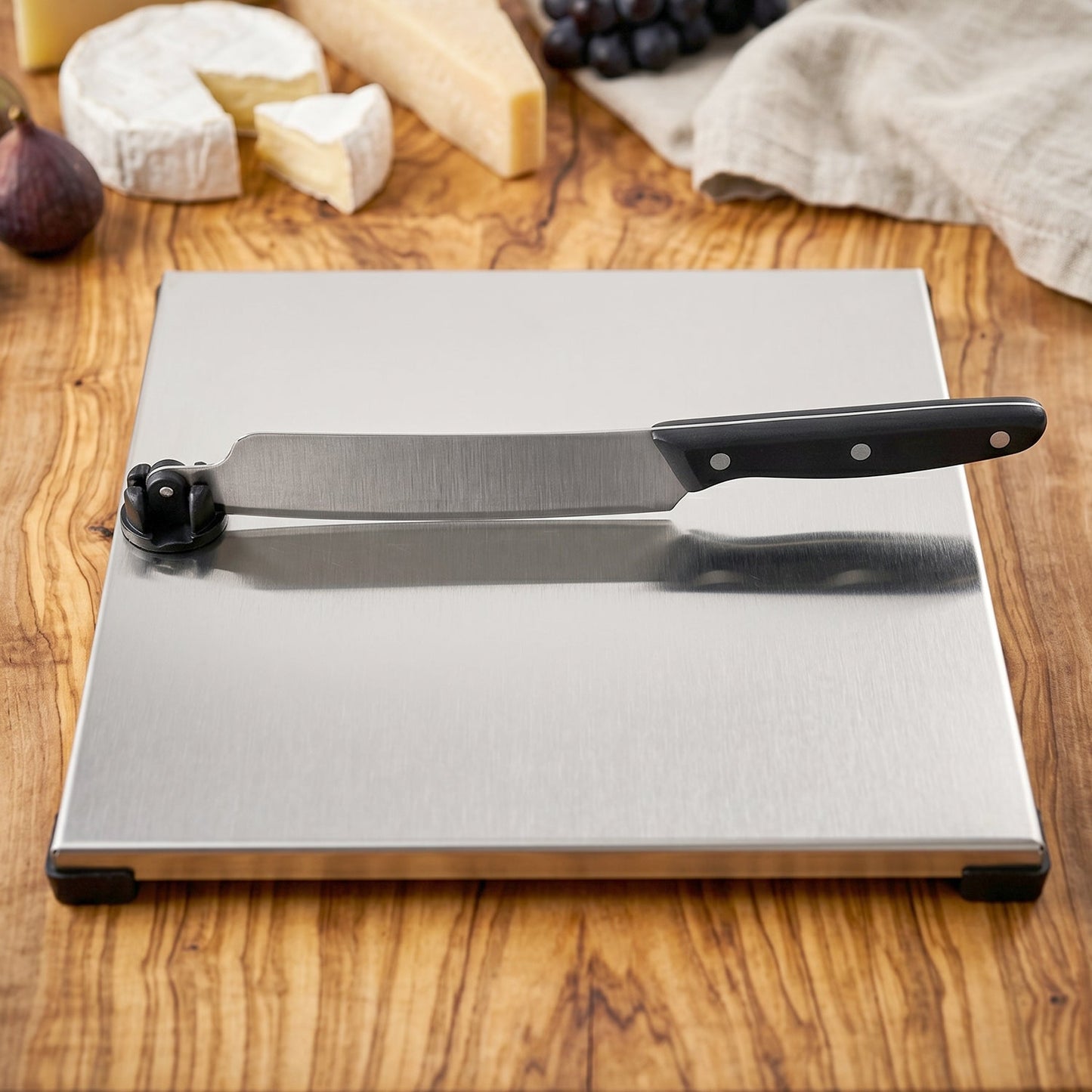 Stainless Steel 2 In 1 Cutting and Chopping Board with Built In Knife (1 Set)