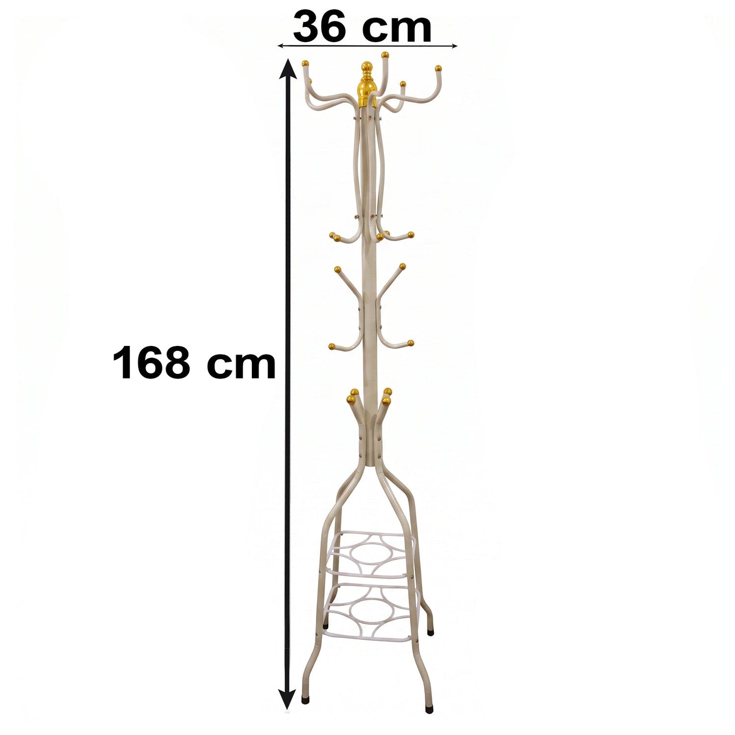 Metal Floor Standing Coat Rack Stand with Bottom Storage Shelf (1 Pc)