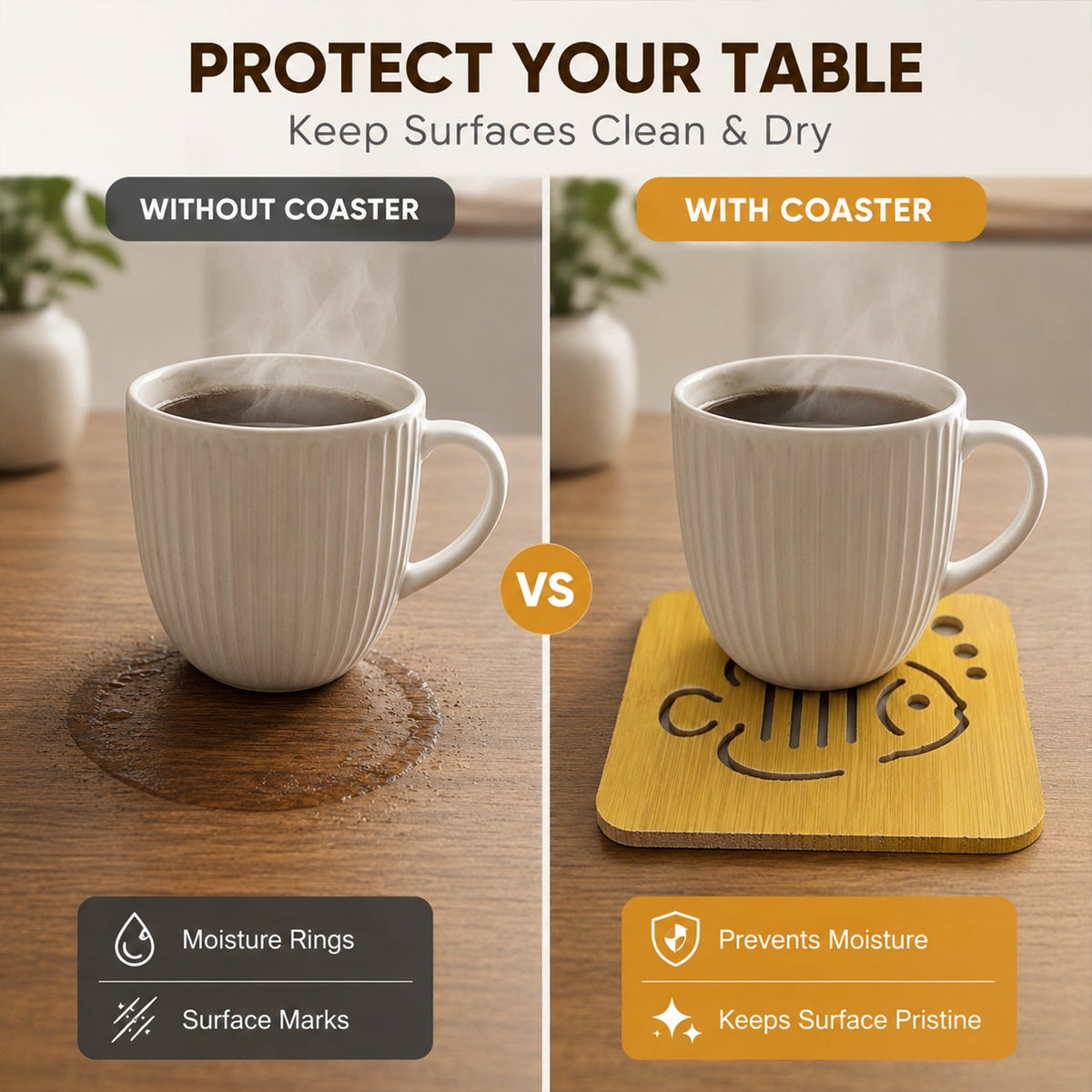 Square Wooden Drink Coaster
