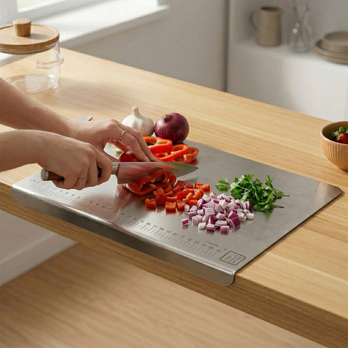 Stainless Steel Chopping Board 35.5x29 Cm, 1mm Thickness 1 Pc