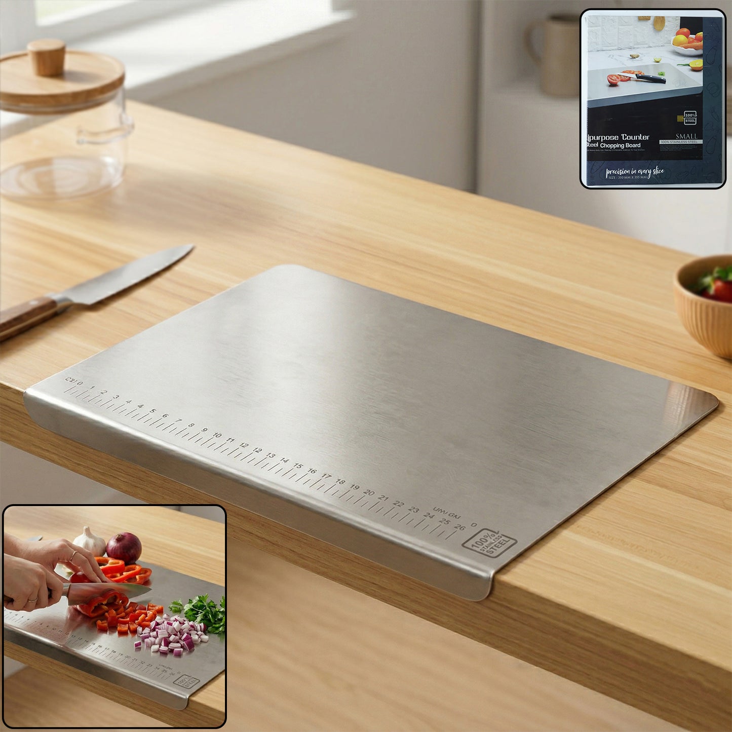 Stainless Steel Chopping Board 35.5x29 Cm, 1mm Thickness 1 Pc
