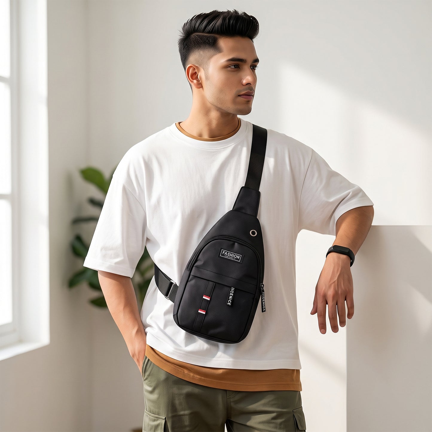Waterproof Waist Bag, Shoulder Bags USB Charging Earphone Hook Sling Travel Bag (1 Pc / Mix Color)