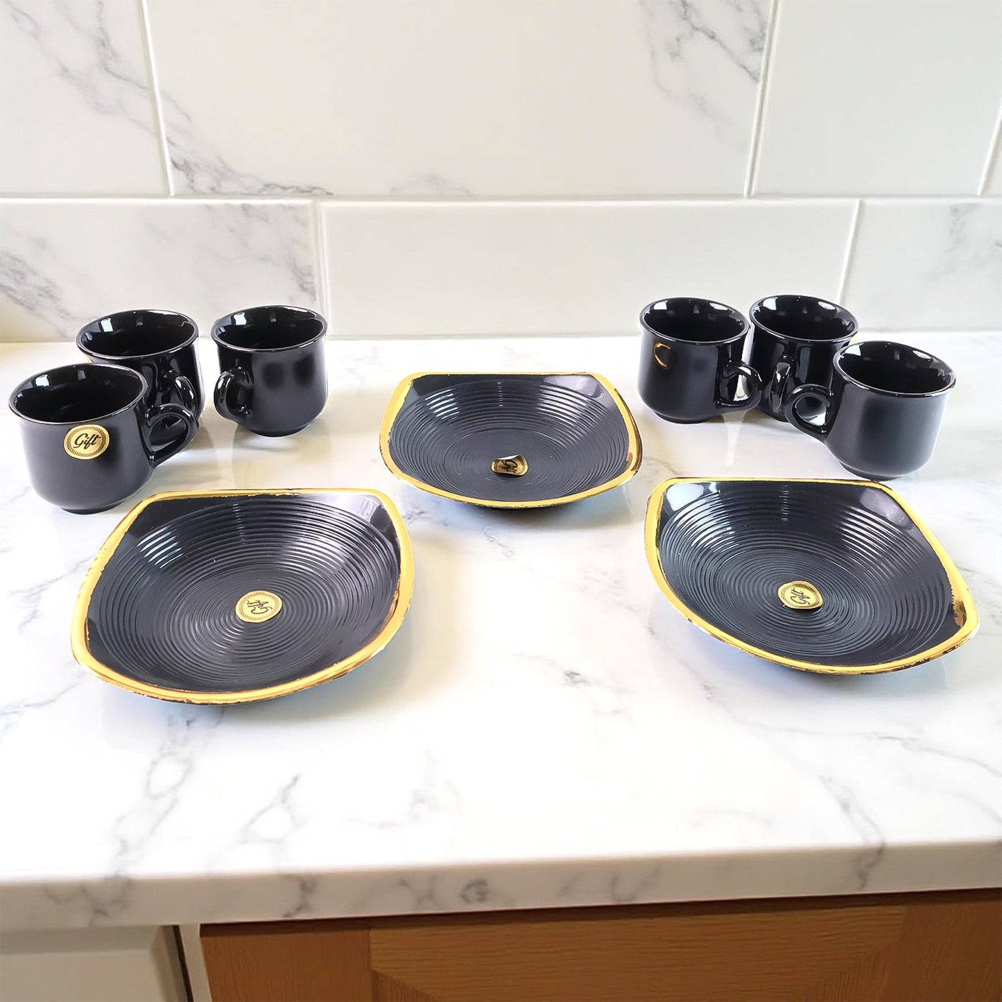 Sweet Buzz 9-Piece Seashell Ceramic Cup Set â€“ Ideal for Home & Gifts