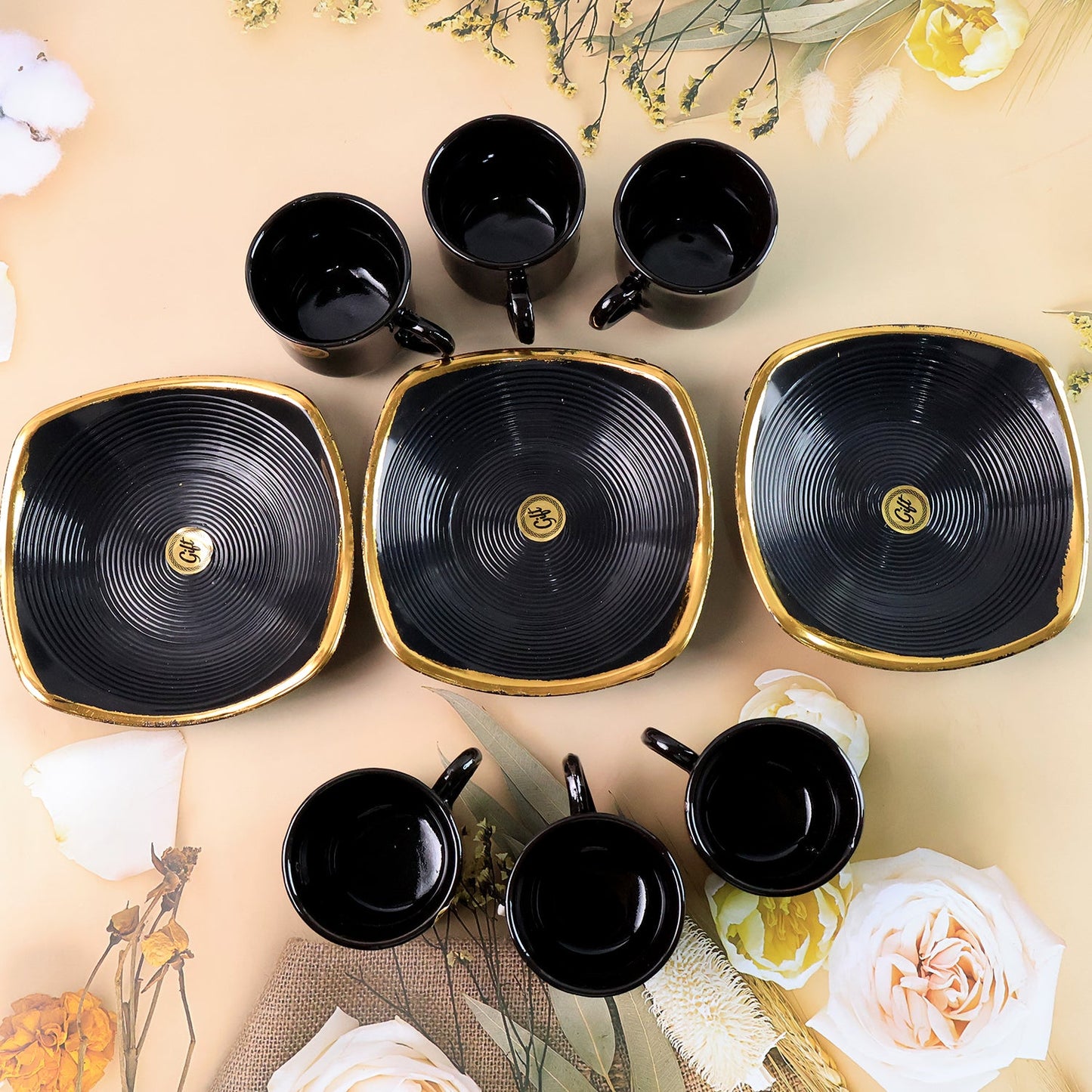 Sweet Buzz 9-Piece Seashell Ceramic Cup Set â€“ Ideal for Home & Gifts