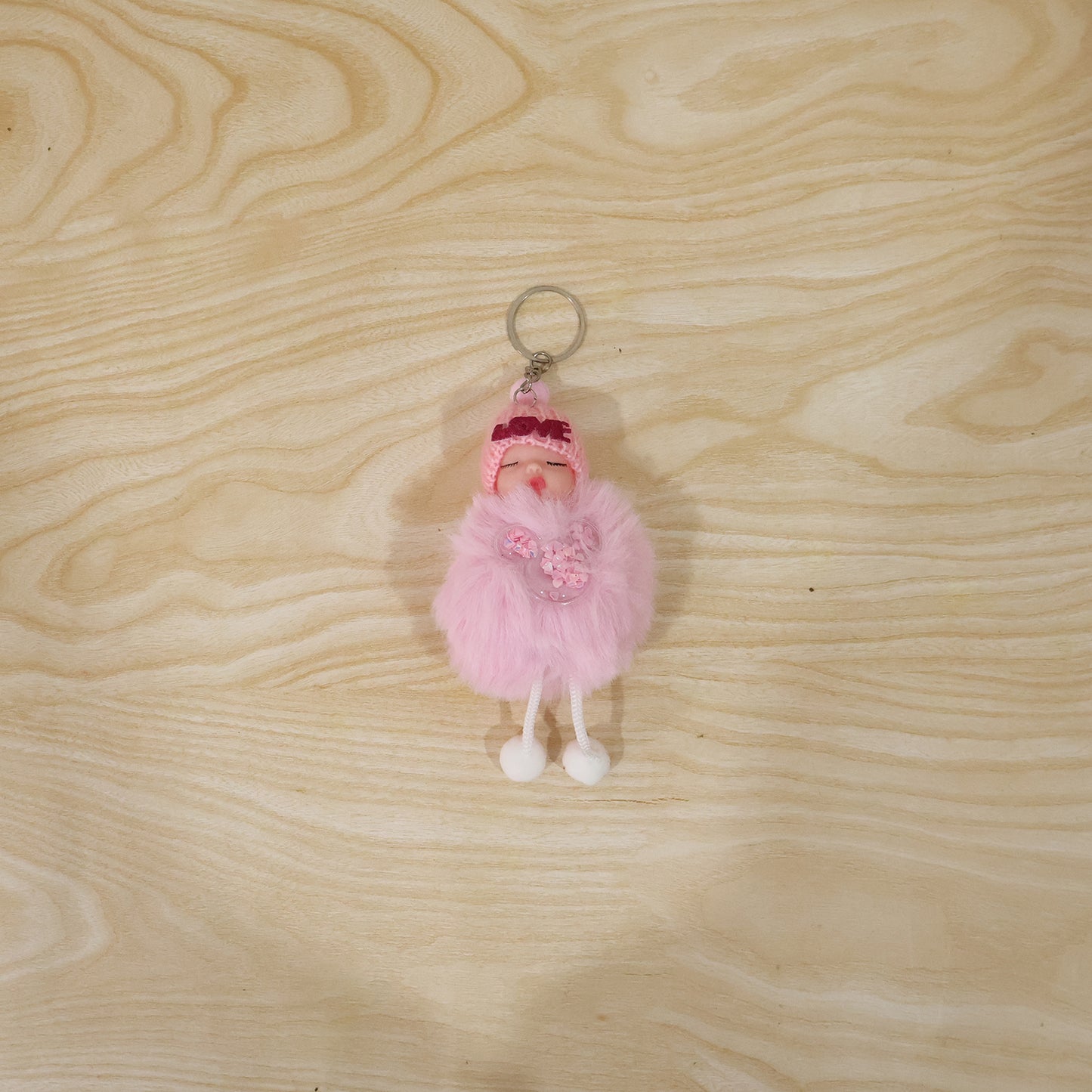 Cute Doll Plush Keychain with Soft Fur Ball (1 Pc)