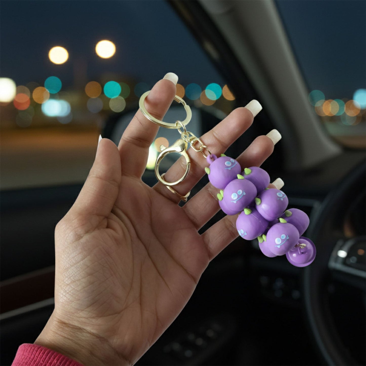 Cute Cartoon Cloud Stack Keychain with Bell (1 Pc , Mix Color)