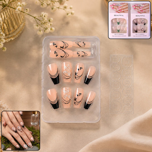 Premium Burgundy Artificial Nai fake nails- (Mix Design / 1 Set)