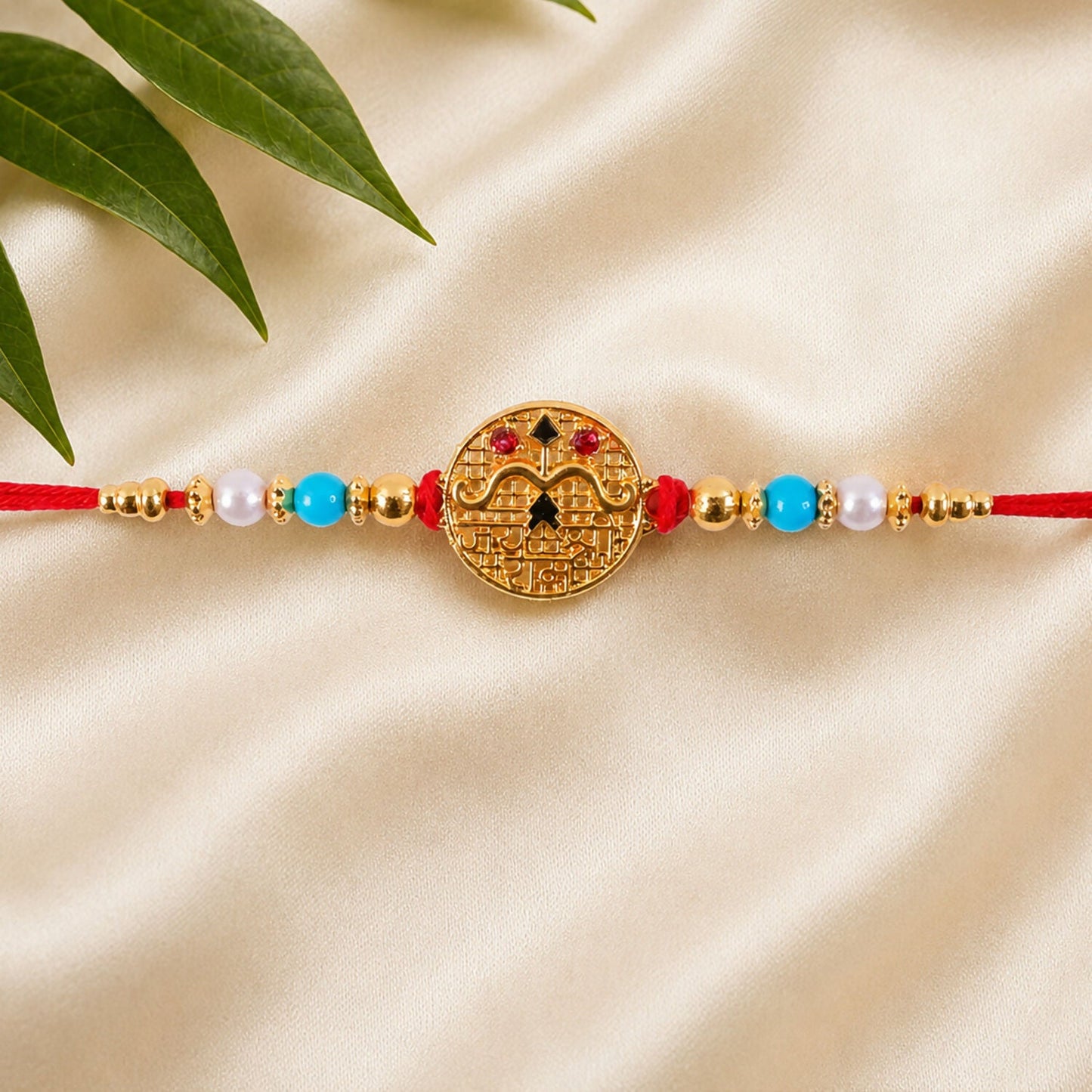 Golden Shri Ram Rakhi on festive background