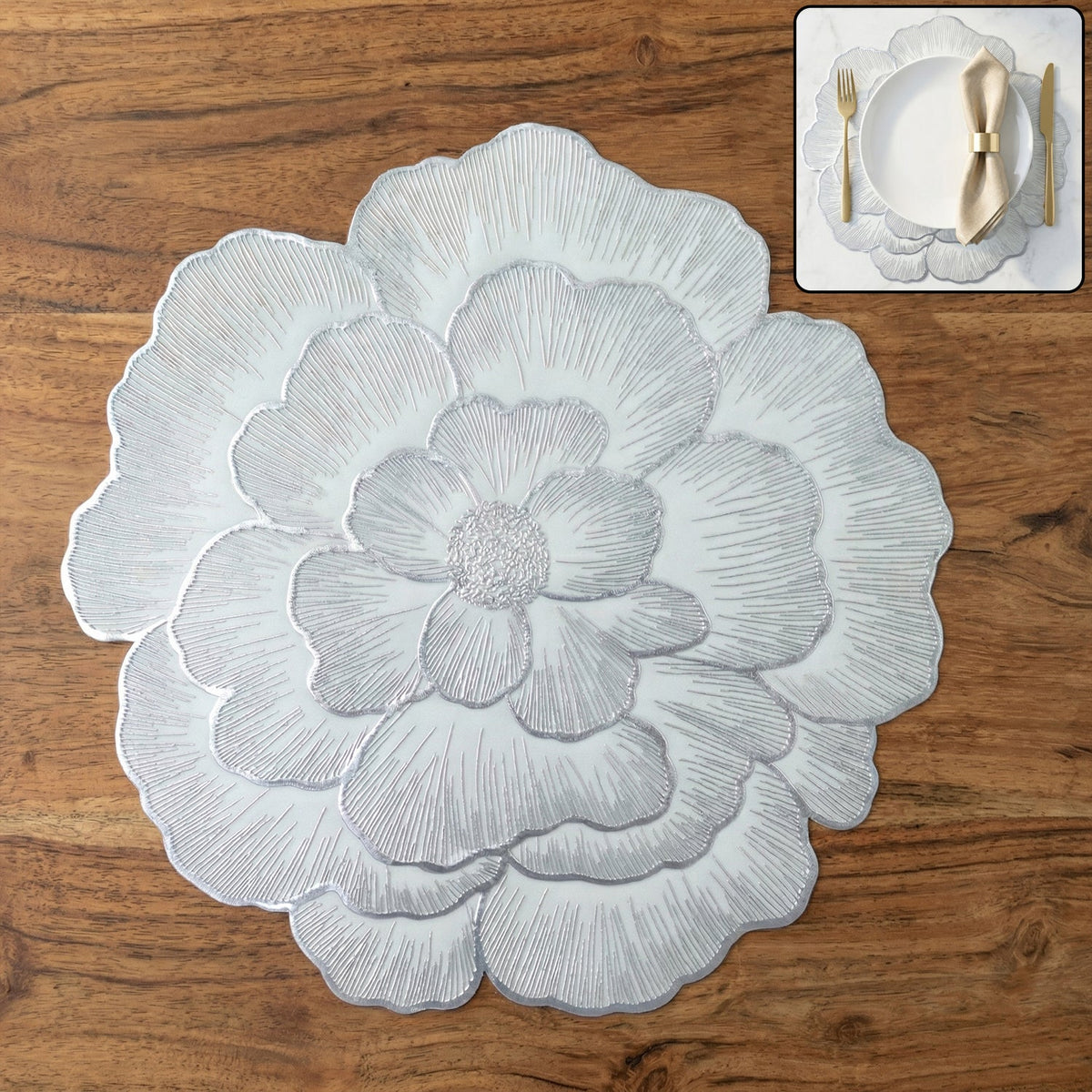Round Floral Kitchen Table Mat, Heat Resistant PVC Placemat for Dining (1 Pc)