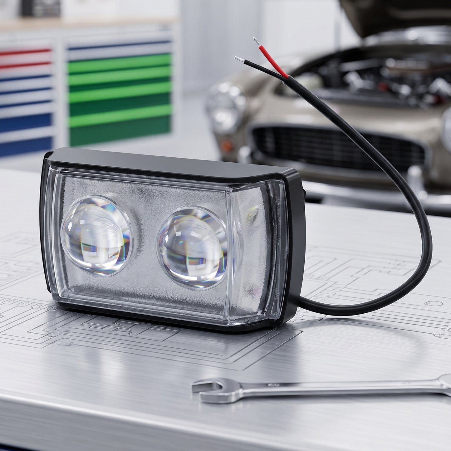 3 Mode LED Spotlight Universal Ultra Mini Double Lens Fog Light (1 Pc)
