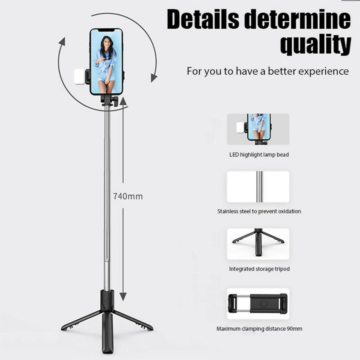 DeoDap RLS 3-in-1 Selfie Stick Tripod - feature