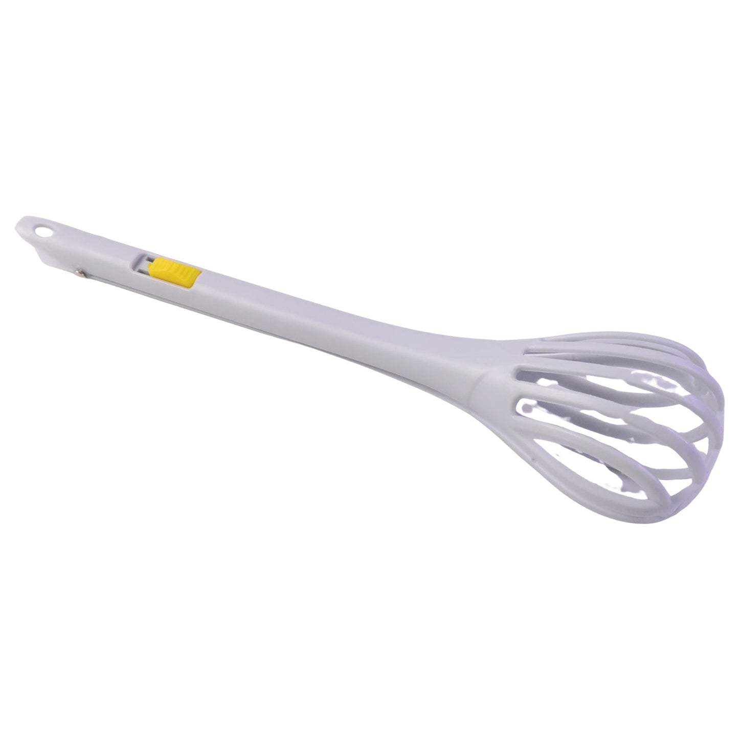 Multifunctional kitchen egg beater in use, blending eggs and grabbing noodles.